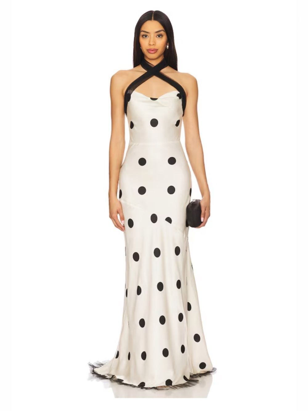 For Love And Lemons Dorothy Strapless Cream Black Polka Dot Maxi Dress size XS